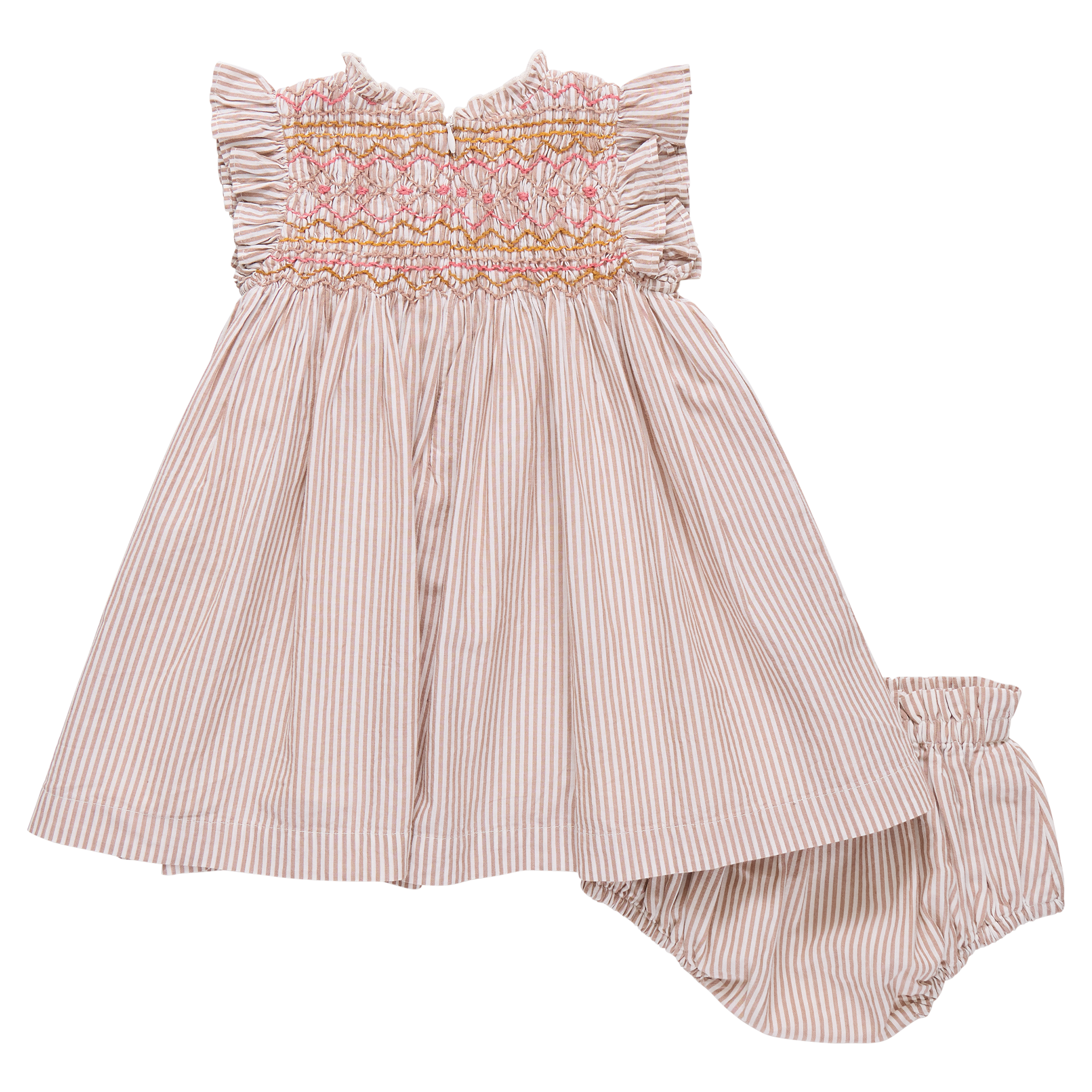 Baby Girls Stevie Dress (Tawny Brown Stripe)