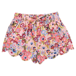 Girls Scallop Short (Burgundy Sketched Floral)