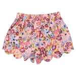 Girls Scallop Short (Burgundy Sketched Floral)