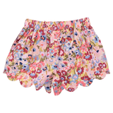 Girls Scallop Short (Burgundy Sketched Floral)