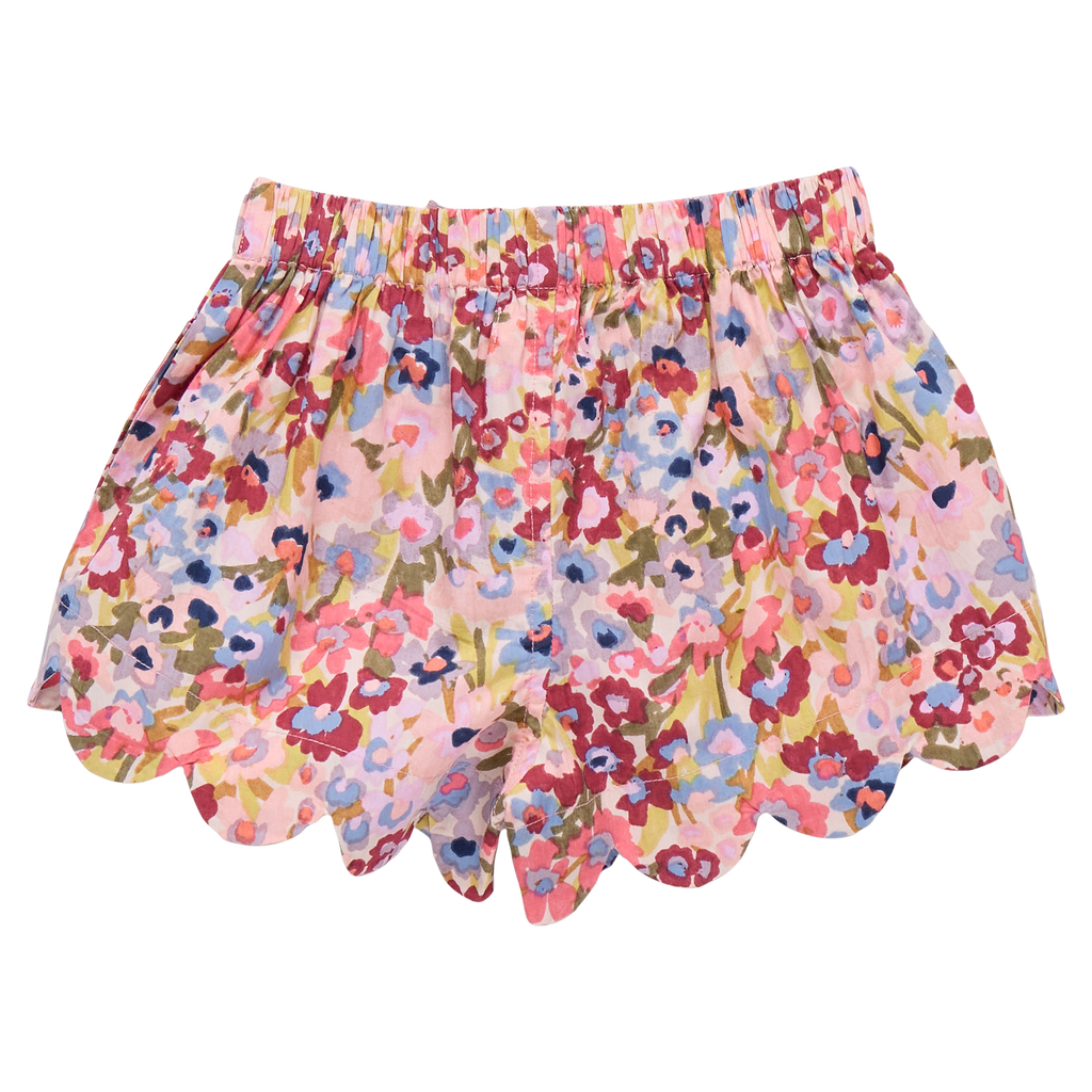Girls Scallop Short (Burgundy Sketched Floral)