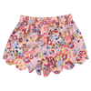 Girls Scallop Short (Burgundy Sketched Floral)