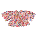 Girls Scallop Misha Top (Burgundy Sketched Floral)