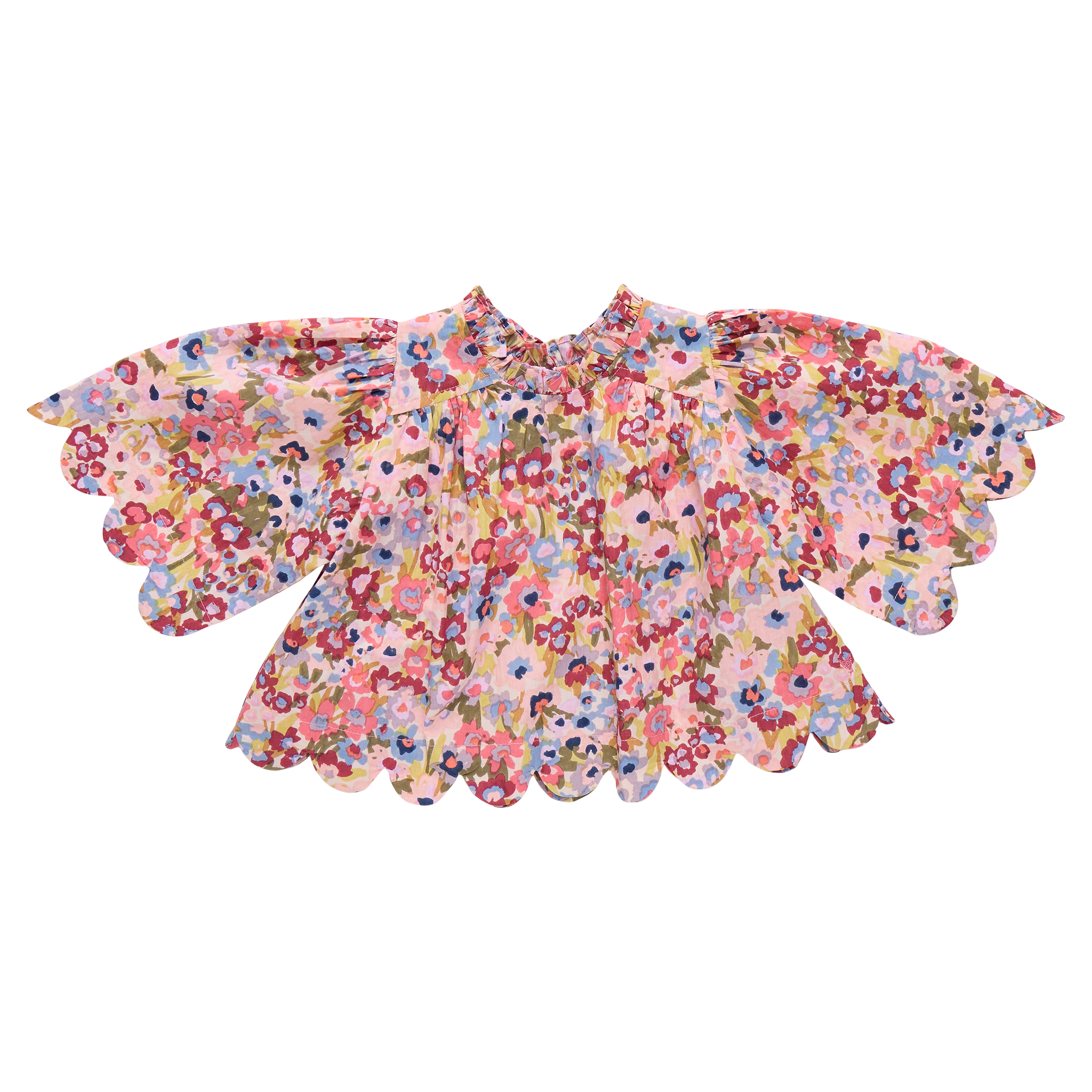 Girls Scallop Misha Top (Burgundy Sketched Floral)