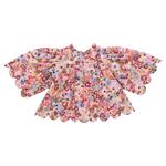 Girls Scallop Misha Top (Burgundy Sketched Floral)