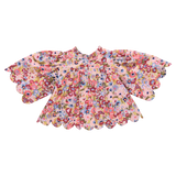 Girls Scallop Misha Top (Burgundy Sketched Floral)