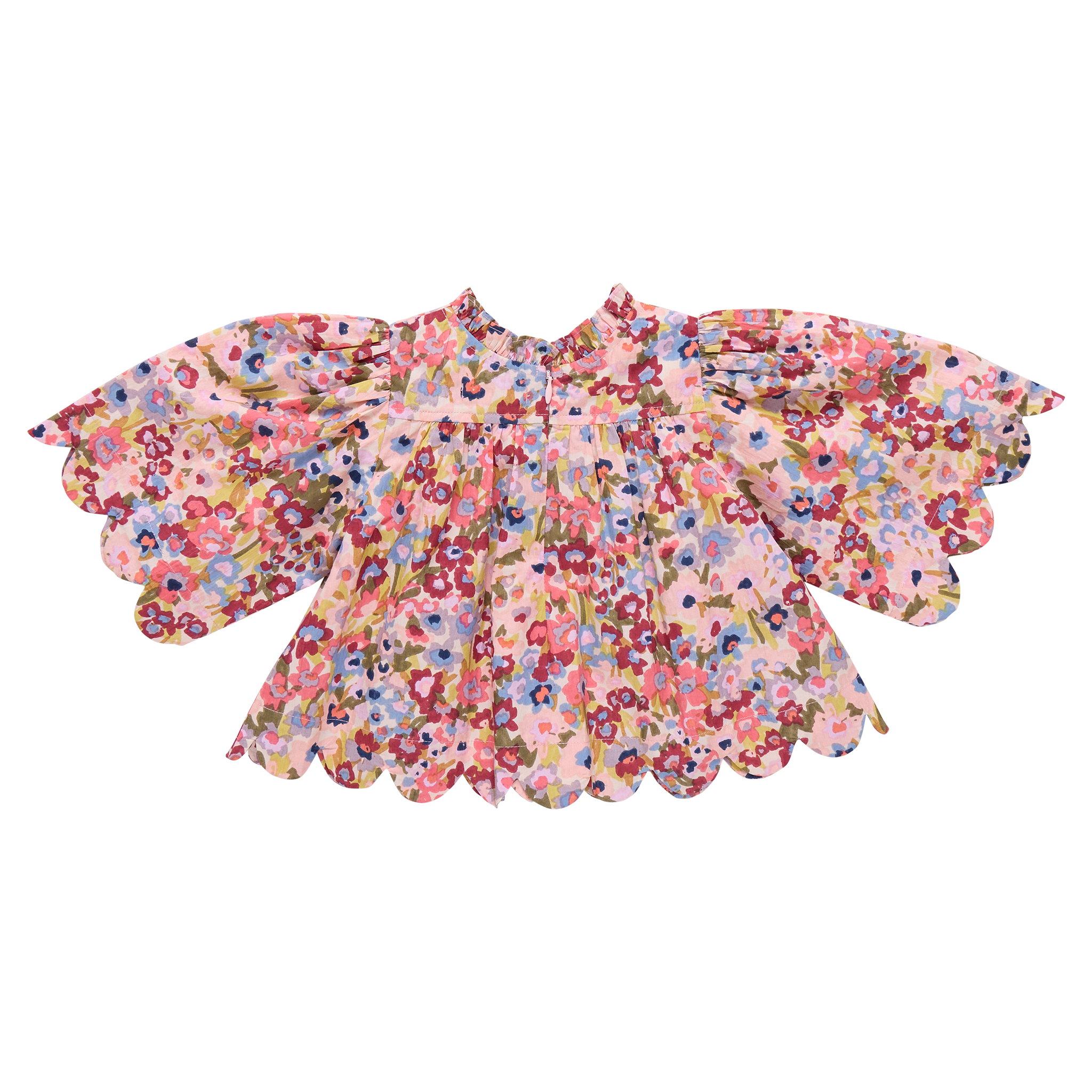 Girls Scallop Misha Top (Burgundy Sketched Floral)
