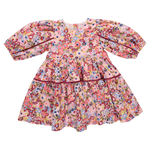 Girls Maribelle Dress (Burgundy Sketched Floral)