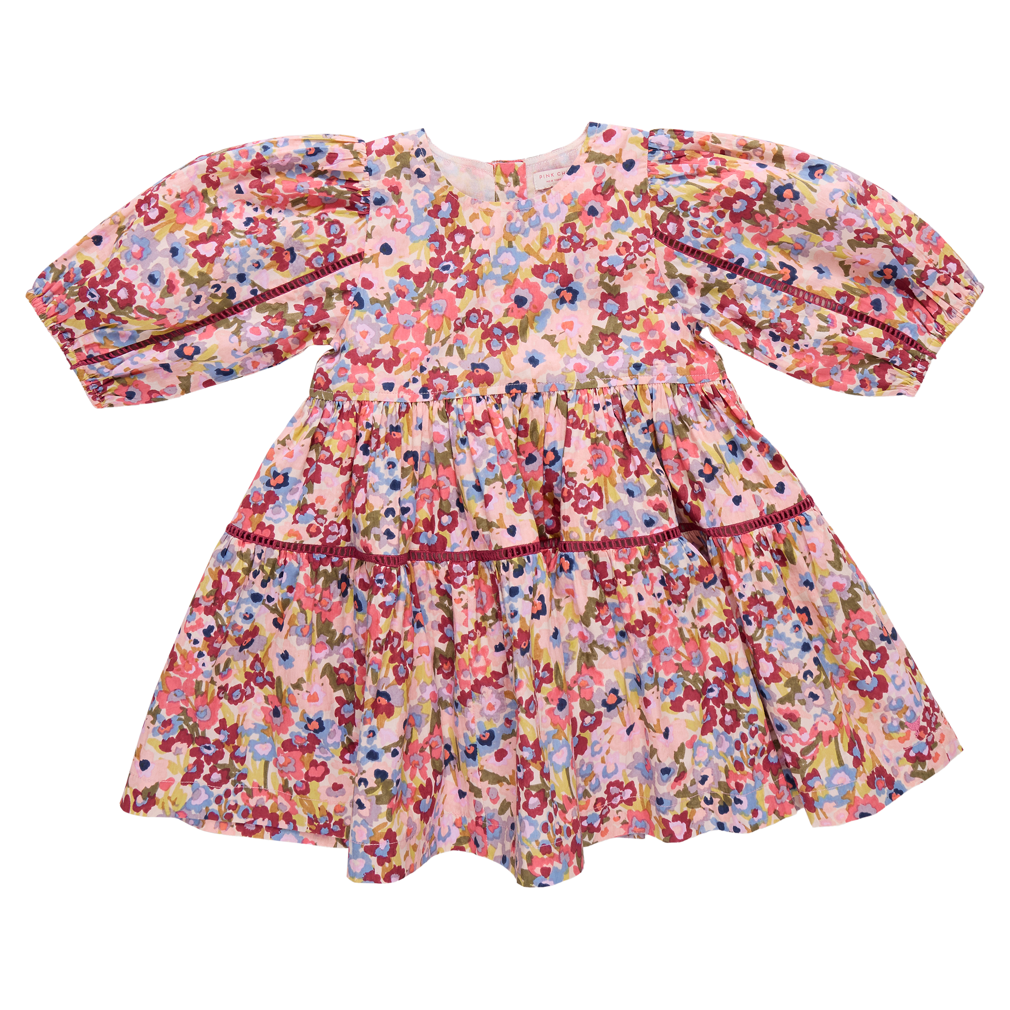 Girls Maribelle Dress (Burgundy Sketched Floral)