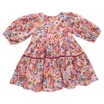 Girls Maribelle Dress (Burgundy Sketched Floral)