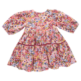 Girls Maribelle Dress (Burgundy Sketched Floral)