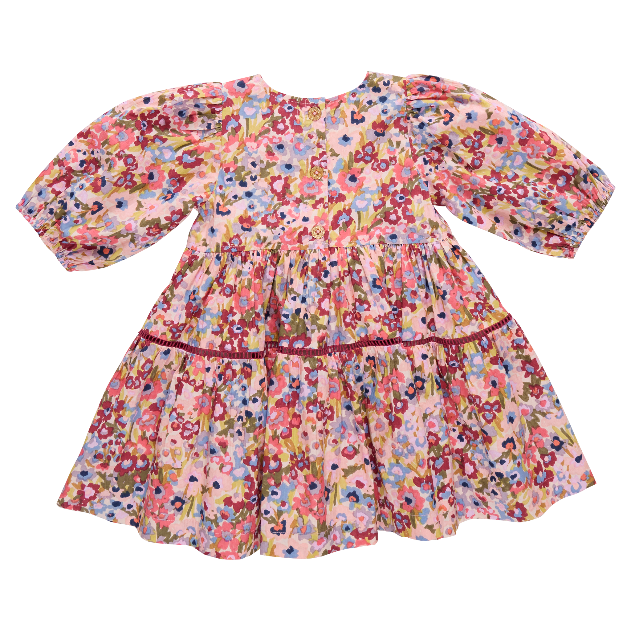 Girls Maribelle Dress (Burgundy Sketched Floral)