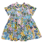 Girls Autumn Dress (Blue Large Sketched Floral)