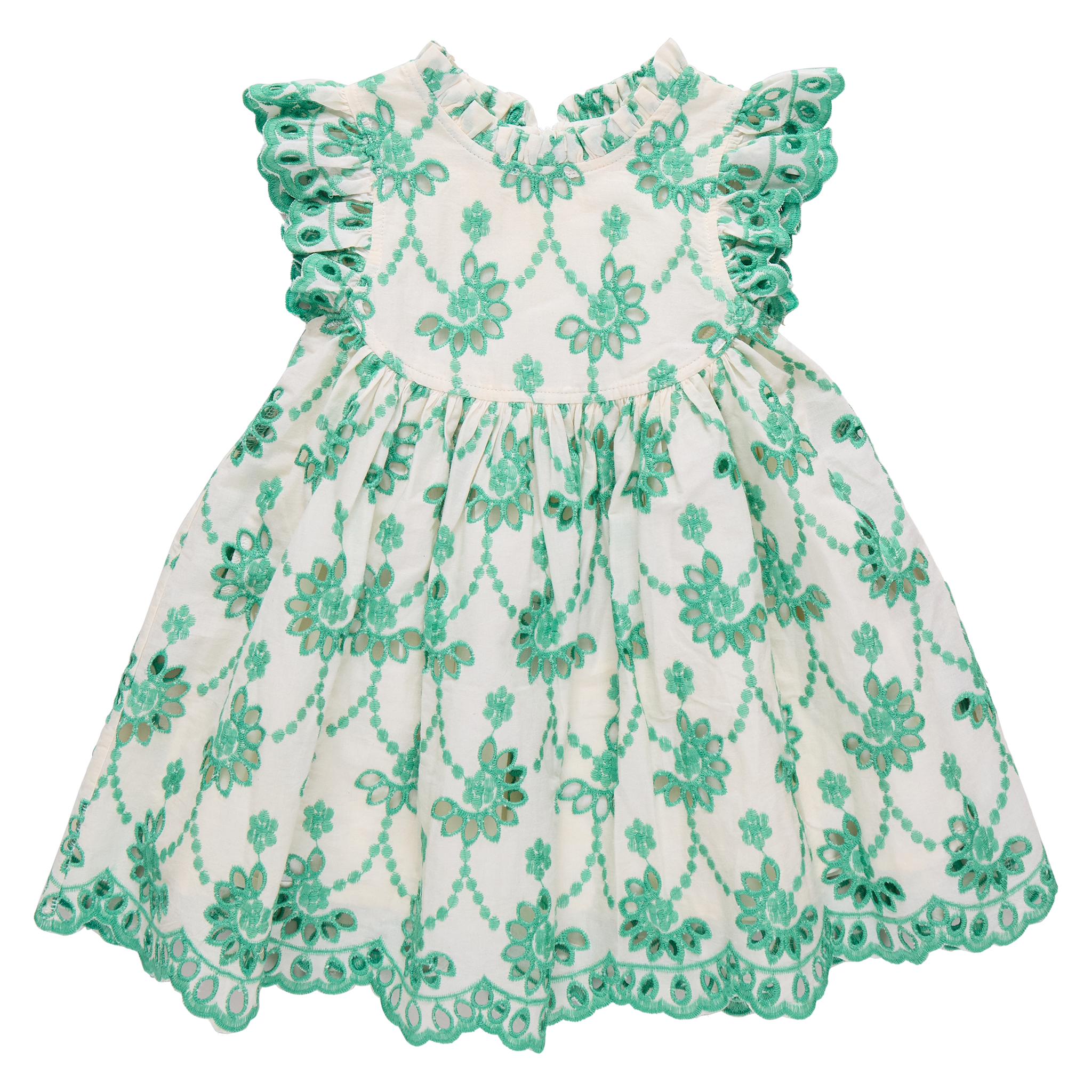 Girls Cynthia Dress (Kelly Green Eyelet)