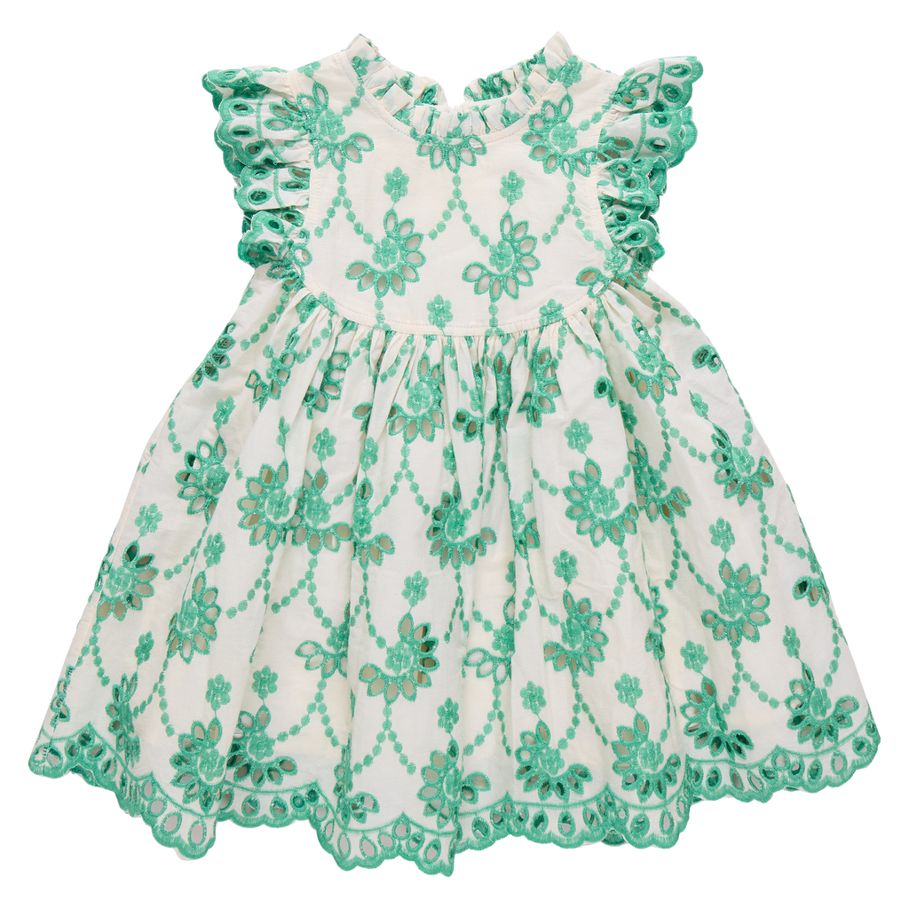 Girls Cynthia Dress (Kelly Green Eyelet)