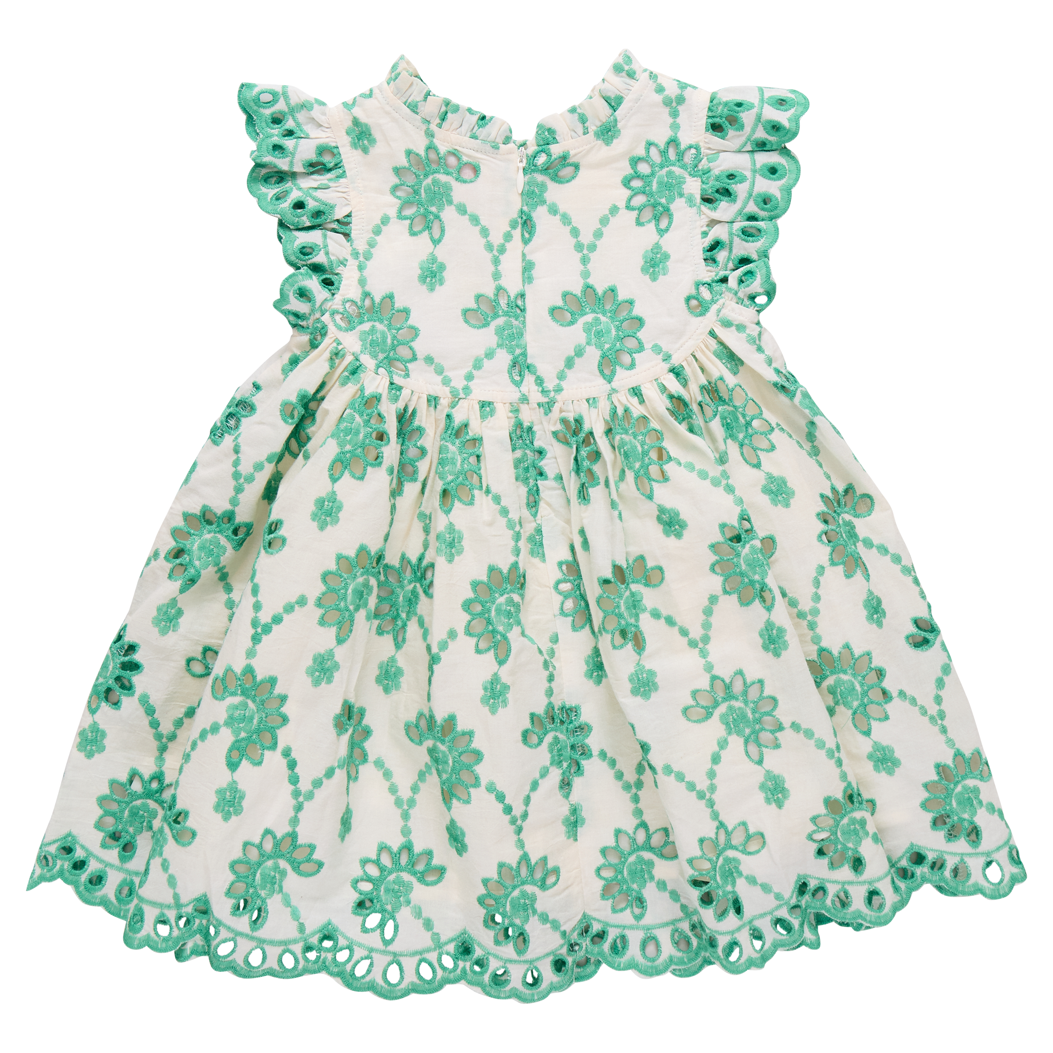 Girls Cynthia Dress (Kelly Green Eyelet)