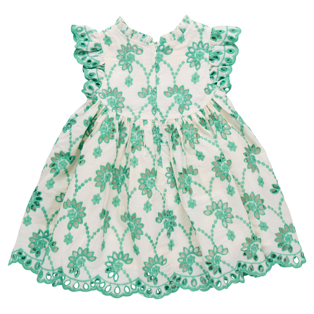 Girls Cynthia Dress (Kelly Green Eyelet)