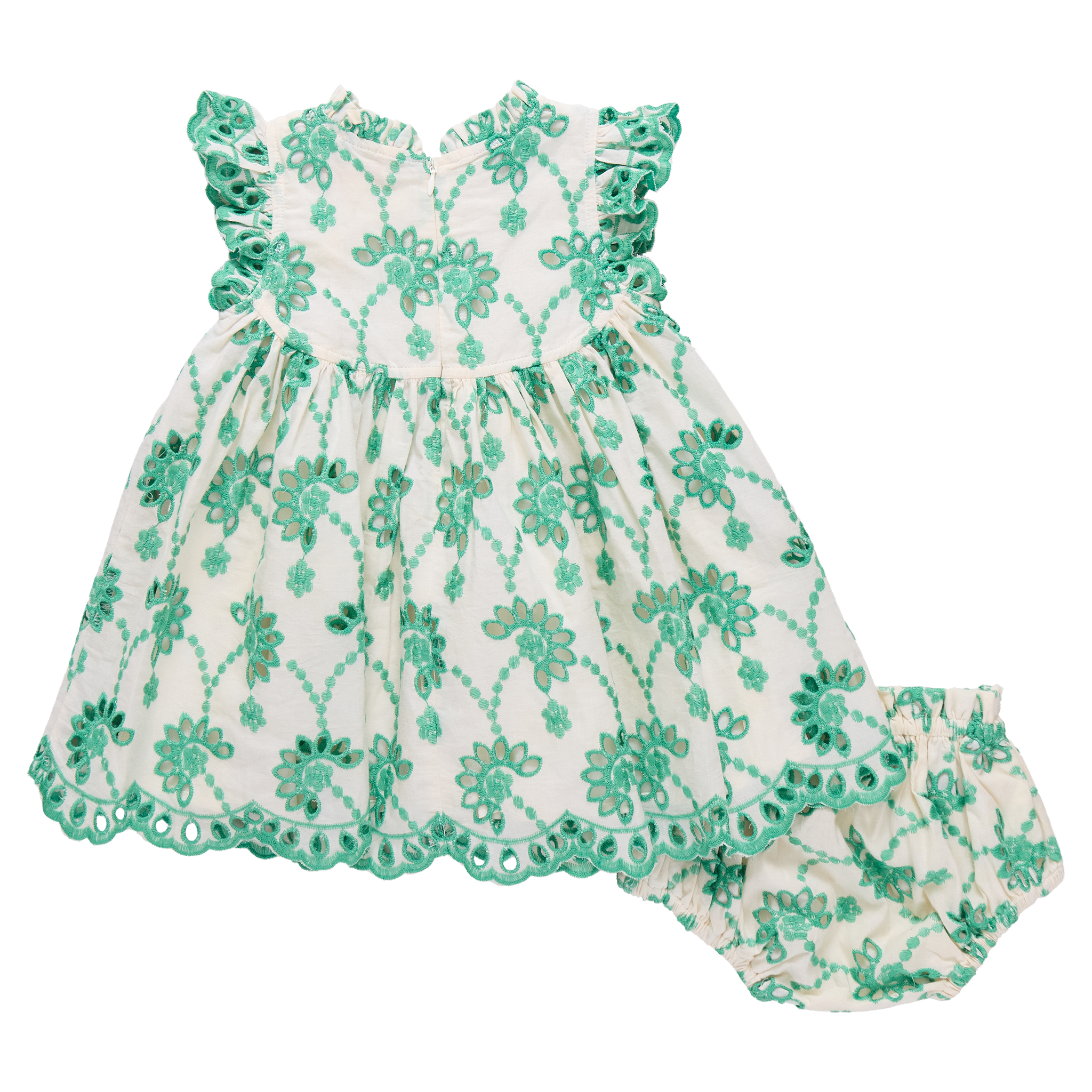 Baby Girls Cynthia Dress Set (Kelly Green Eyelet)