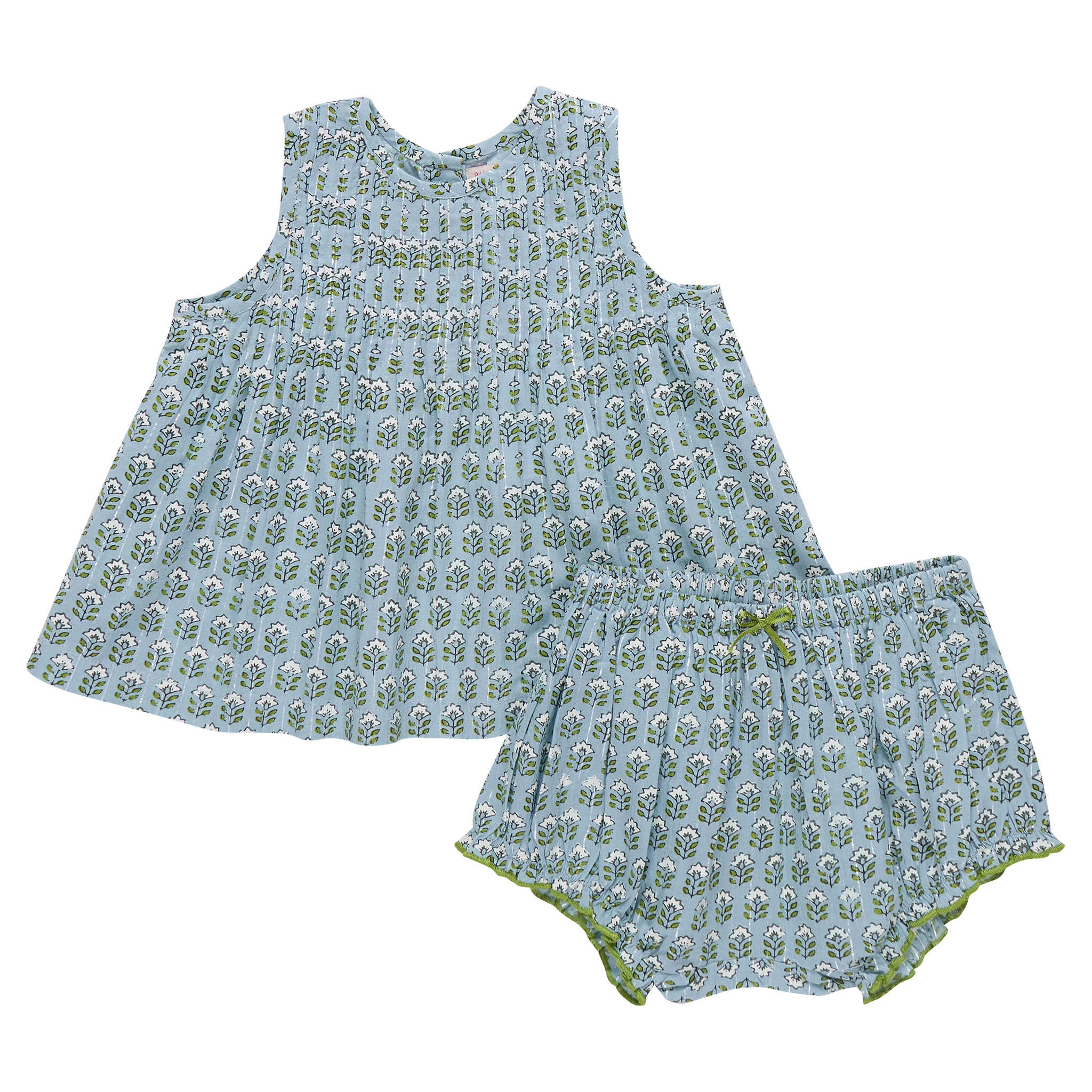 Baby Girls Jaipur 2-Pc Set (Blue Prairie Block Print)