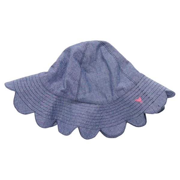 Baby Girls Scallop Sun Hat (Chambray)