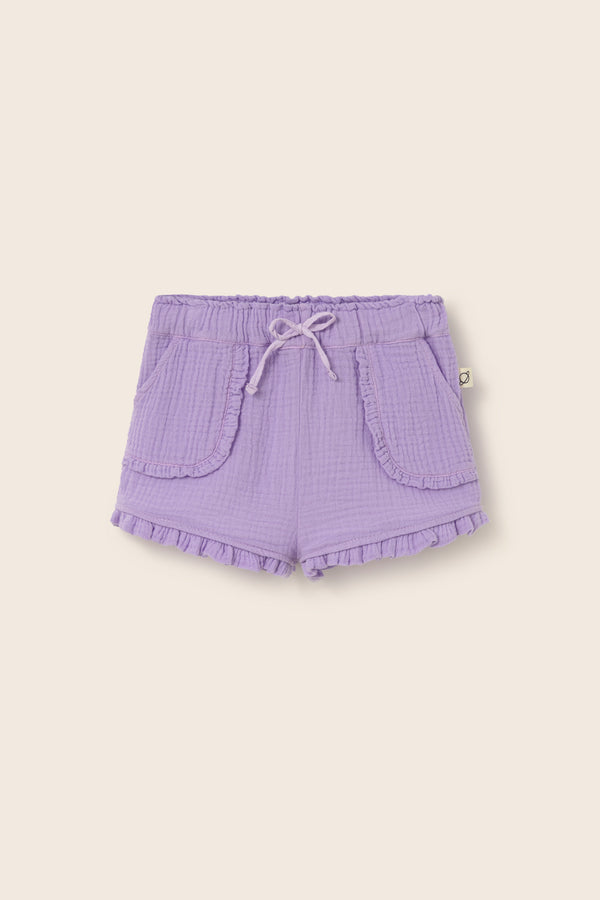 Soft Gauze Cotton Ruffle Shorts (Lavender)