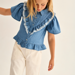 Chambray Denim Blouse (Blue)