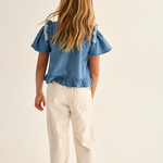 Chambray Denim Blouse (Blue)