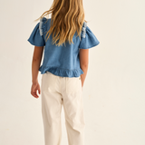 Chambray Denim Blouse (Blue)