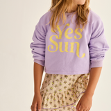 Cotton Fleece Print Puffed Sweatshirt (Lavender)