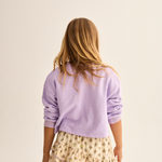 Cotton Fleece Print Puffed Sweatshirt (Lavender)