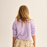 Cotton Fleece Print Puffed Sweatshirt (Lavender)