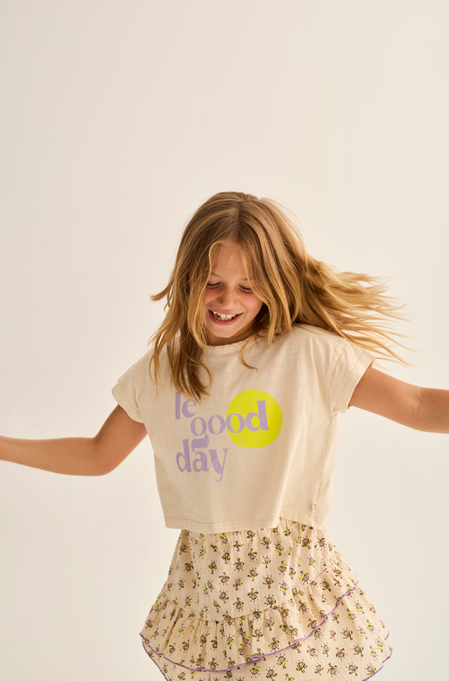 Soft Slub Cotton Print T-Shirt Le Good Day (Ivory)