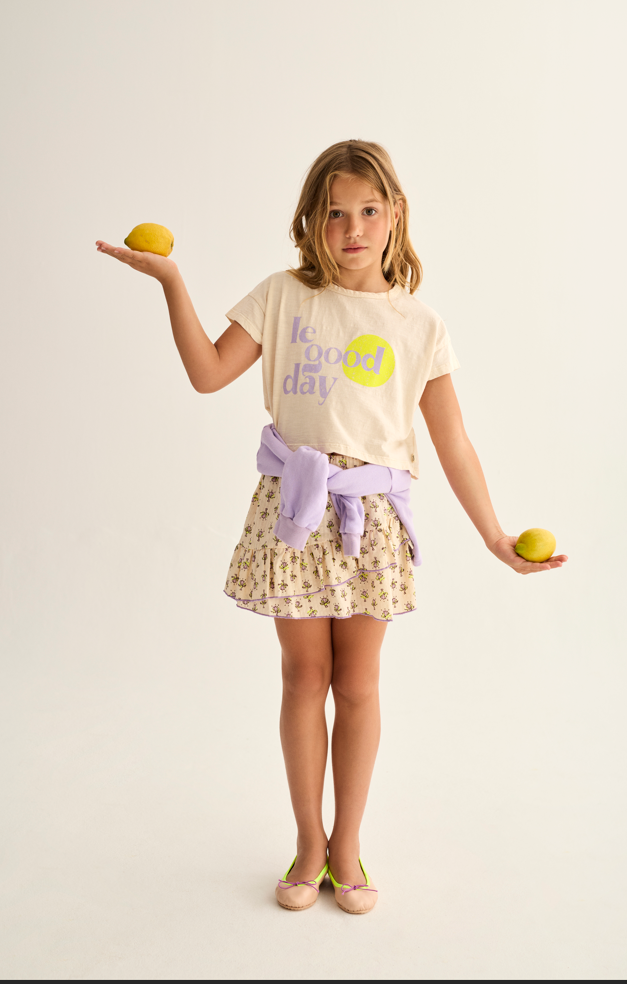 Soft Slub Cotton Print T-Shirt Le Good Day (Ivory)