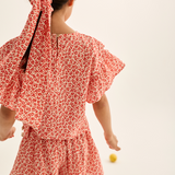 Animal Print Cotton Shorts (Tomato)