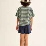 Striped Terry Cloth T-Shirt (Blue Green)
