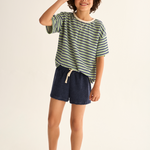Striped Terry Cloth T-Shirt (Blue Green)