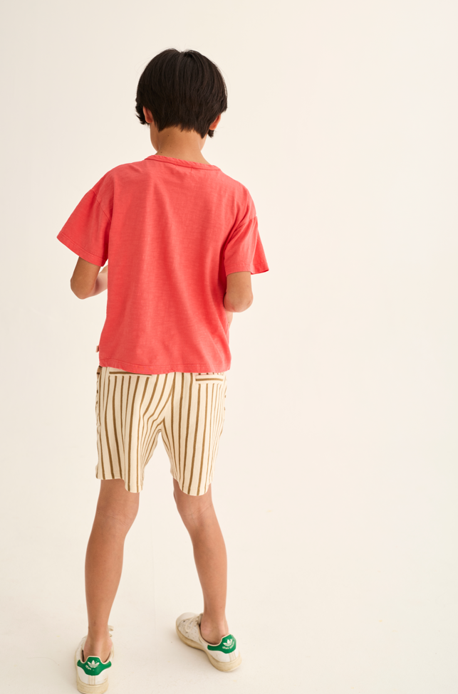 Soft Slub Cotton Print T-Shirt Good Day (Tomato)