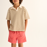 Double-Faced Striped Cotton Polo T-Shirt (Sand)