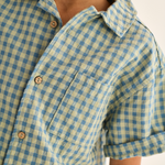 Gingham Cotton Shirt (Blue)