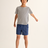 Striped Slub Cotton T-Shirt (Navy)
