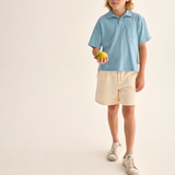 Soft Slub Cotton Polo T-Shirt (Blue)