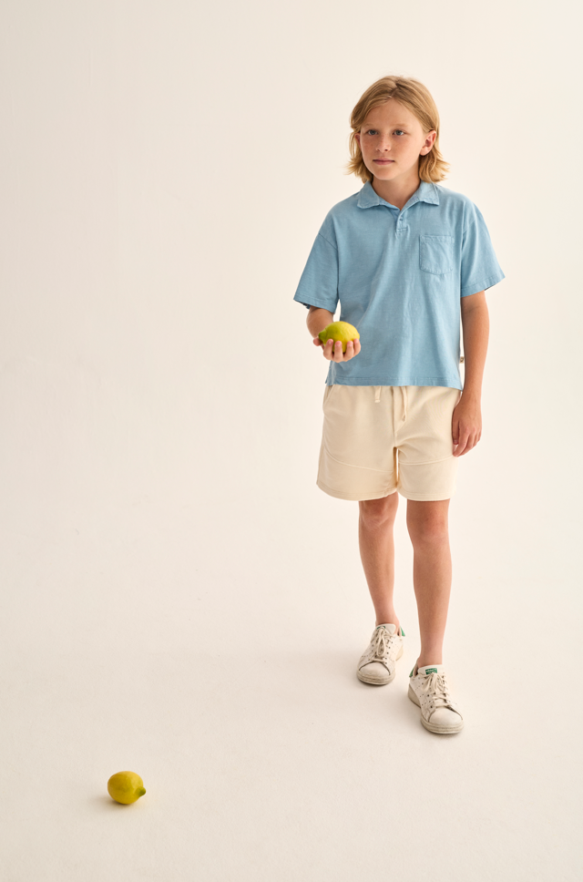 Soft Slub Cotton Polo T-Shirt (Blue)