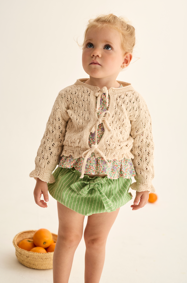 Openwork Tricot Baby Cardigan (Ivory)