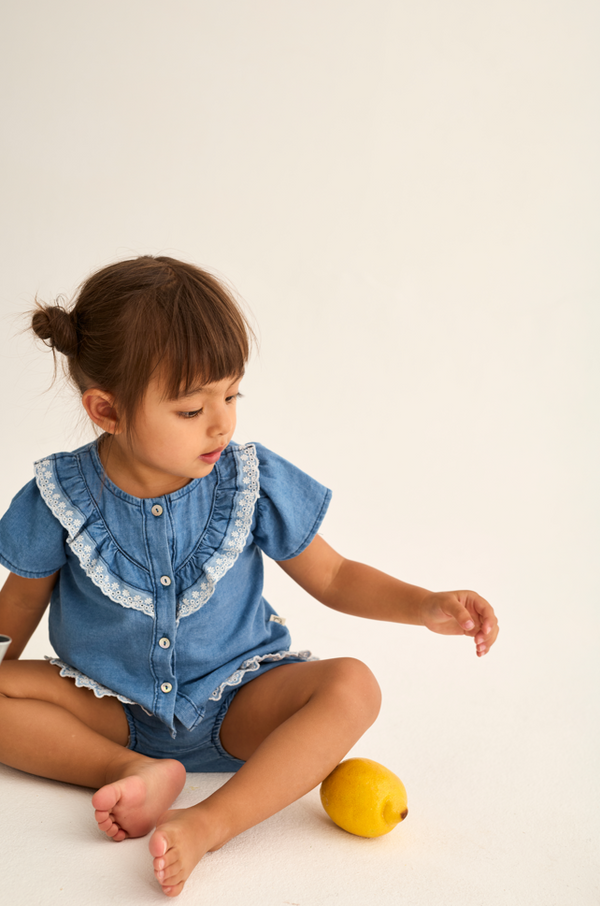 Chambray Denim Baby Blouse (Blue)