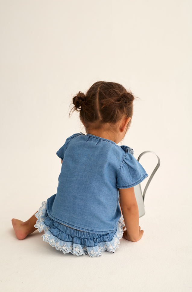 Chambray Denim Baby Blouse (Blue)
