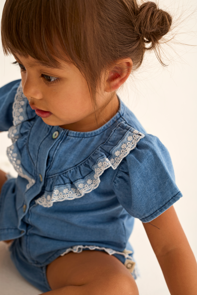 Chambray Denim Baby Blouse (Blue)