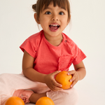 Soft Slub Cotton Ruffle Pocket T-Shirt (Tomato)