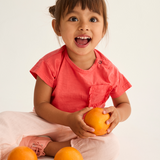 Soft Slub Cotton Ruffle Pocket T-Shirt (Tomato)