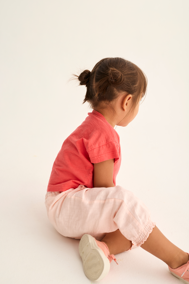 Cotton Linen Ruffle Pants (Cloud Pink)