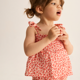Animal Print Cotton Romper (Tomato)